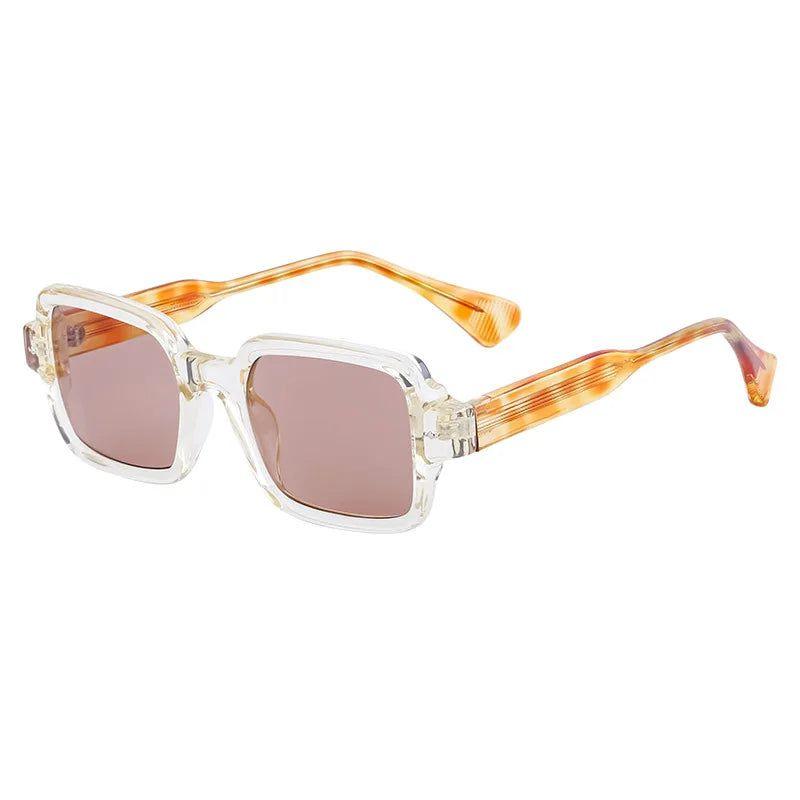 Retro Rivet-Embellished Rectangle Sunglasses with UV400 Protection - Lucid Fantasy 