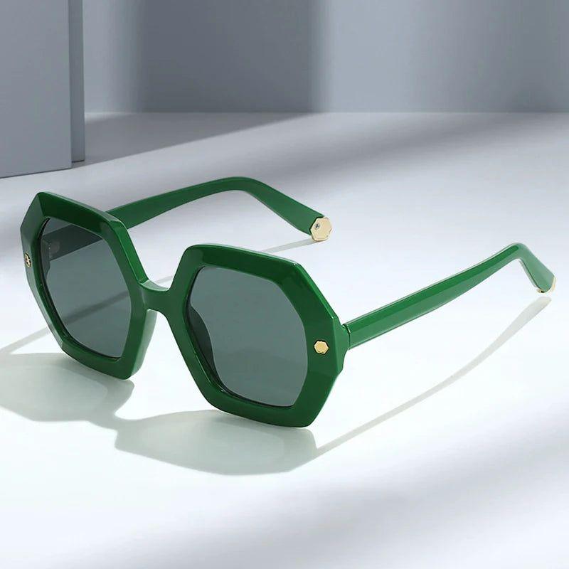 Retro Riveted UV400 Polygonal Sunglasses - Chic Square Shades - Lucid Fantasy 