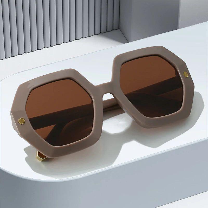 Retro Riveted UV400 Polygonal Sunglasses - Chic Square Shades - Lucid Fantasy 