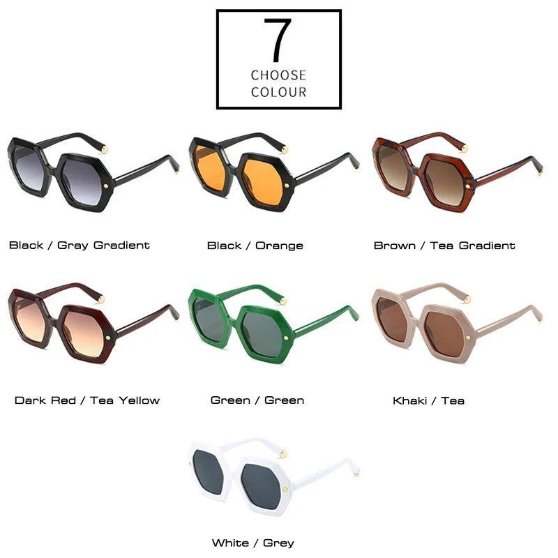 Retro Riveted UV400 Polygonal Sunglasses - Chic Square Shades - Lucid Fantasy 