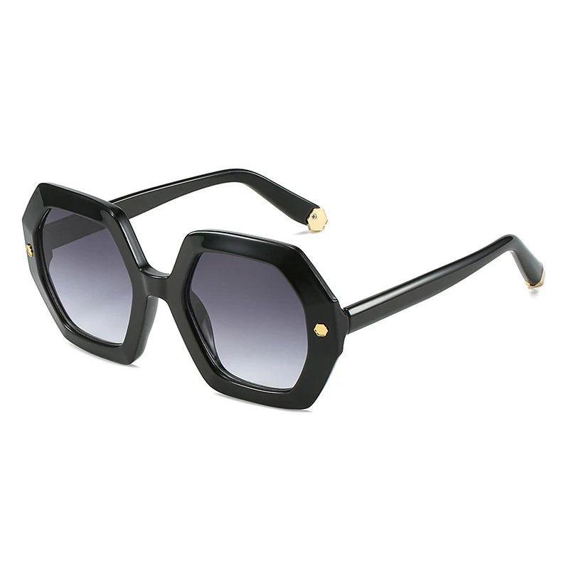 Retro Riveted UV400 Polygonal Sunglasses - Chic Square Shades - Lucid Fantasy 