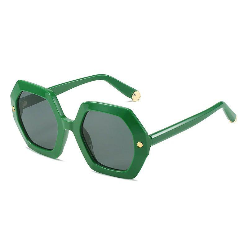 Retro Riveted UV400 Polygonal Sunglasses - Chic Square Shades - Lucid Fantasy 