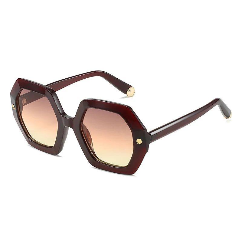 Retro Riveted UV400 Polygonal Sunglasses - Chic Square Shades - Lucid Fantasy 