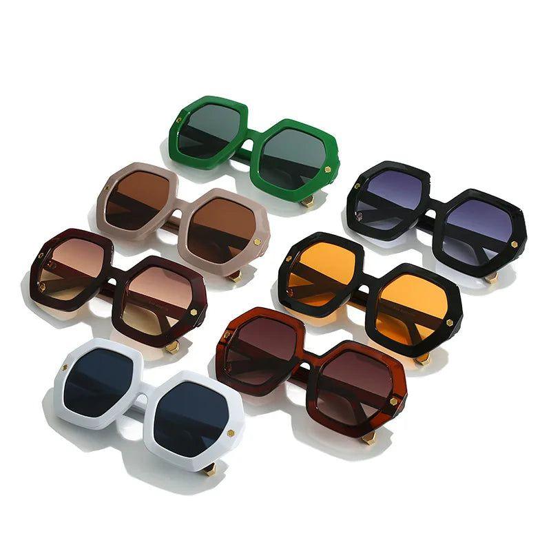 Retro Riveted UV400 Polygonal Sunglasses - Chic Square Shades - Lucid Fantasy 