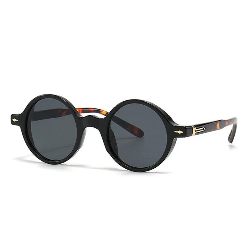 Retro Round Riveted Punk Sunglasses with UV400 Protection - Lucid Fantasy 