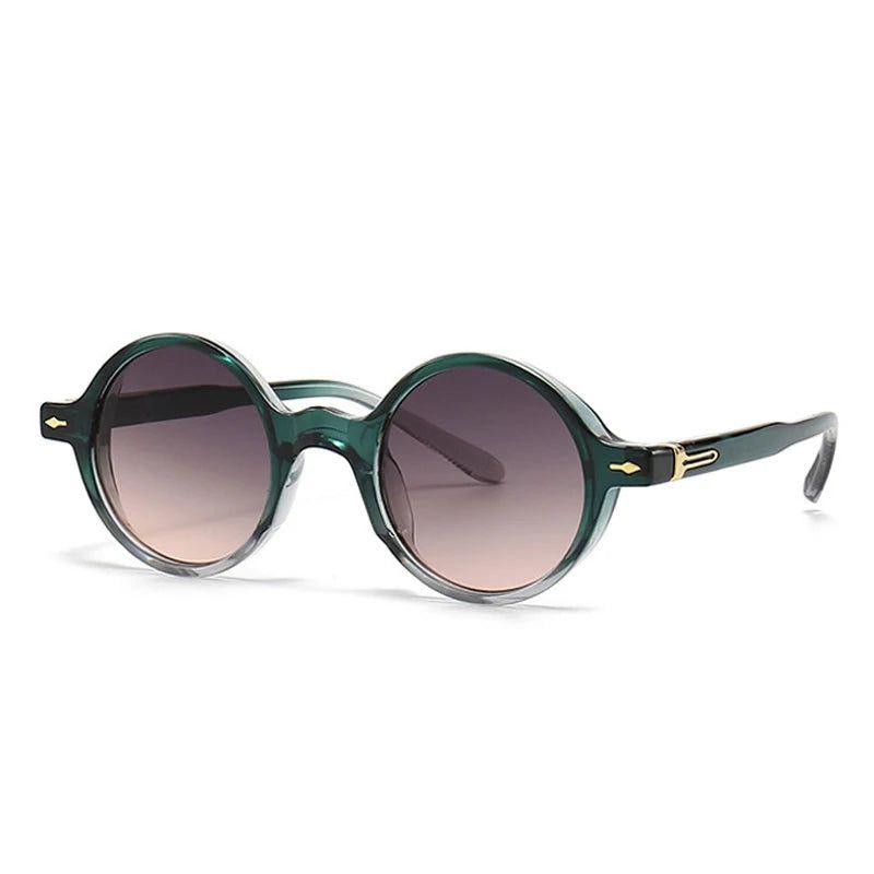 Retro Round Riveted Punk Sunglasses with UV400 Protection - Lucid Fantasy 