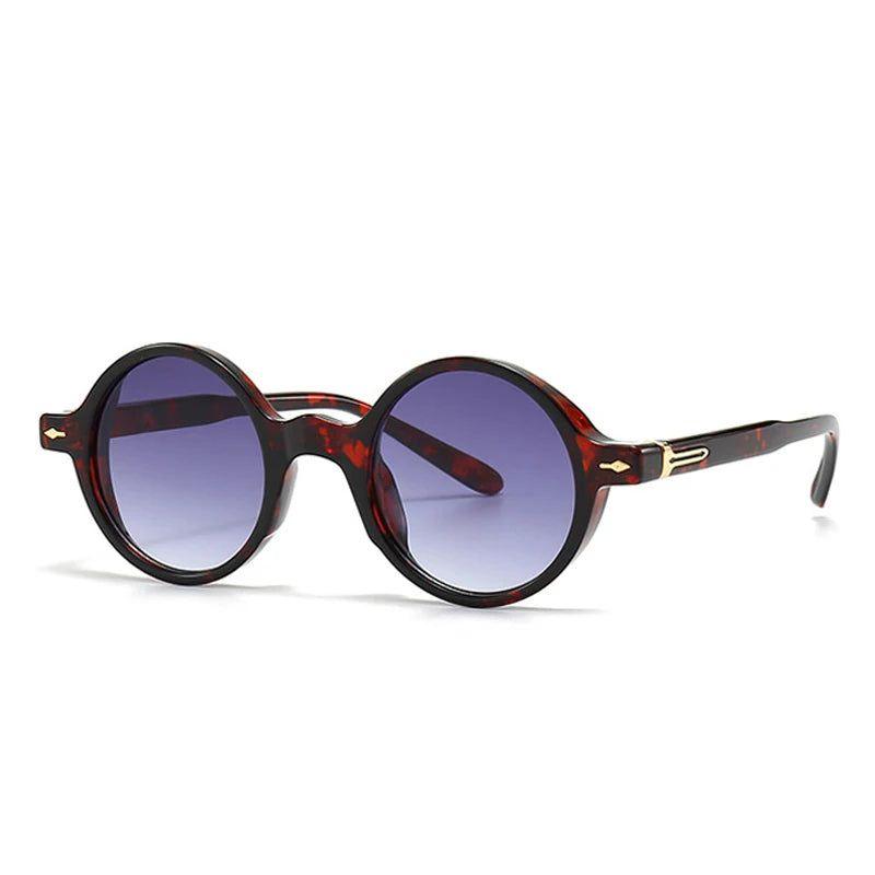 Retro Round Riveted Punk Sunglasses with UV400 Protection - Lucid Fantasy 