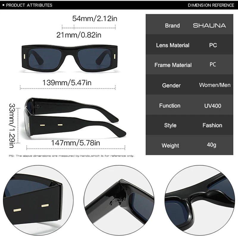 Retro Square Rivet UV400 Sunglasses - Fashionable Glamour Shades - Lucid Fantasy 