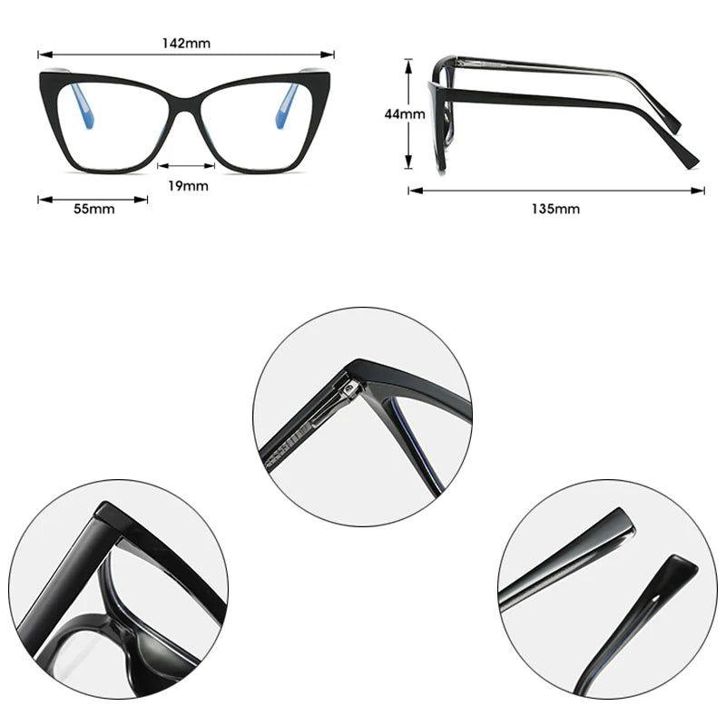 Retro TR90 Cat Eye Glasses with Anti-Blue Light Technology and Spring Hinges - Lucid Fantasy 