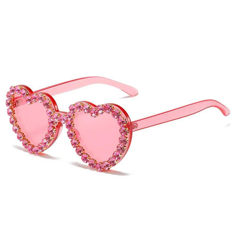 Rhinestone-Embellished Rimless Heart-Shaped Sunglasses with UV400 Protection - Lucid Fantasy 