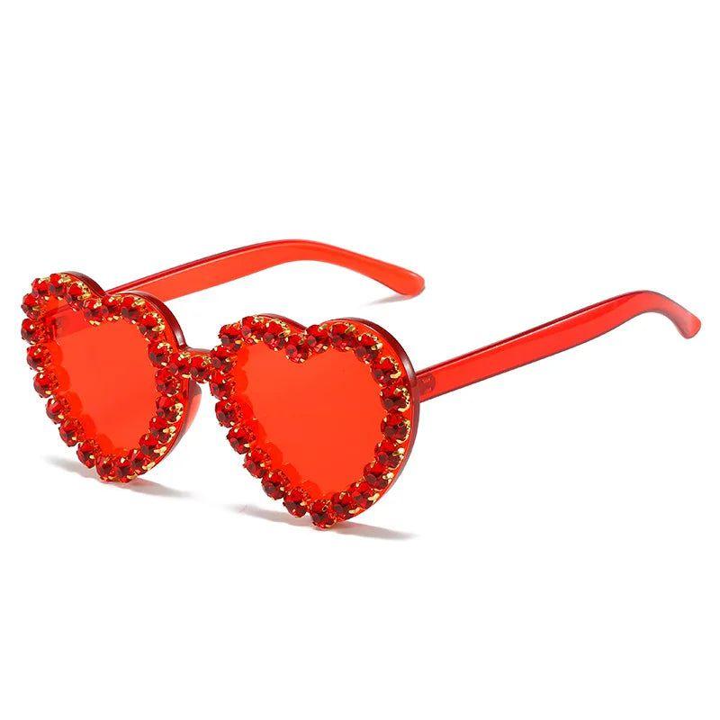 Rhinestone-Embellished Rimless Heart-Shaped Sunglasses with UV400 Protection - Lucid Fantasy 