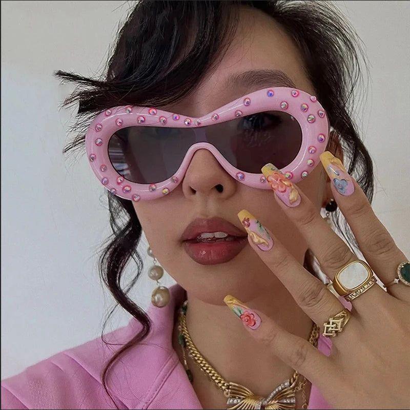 Rhinestone-Studded Luxury UV400 Oversized Sunglasses for Trendsetters - Lucid Fantasy 