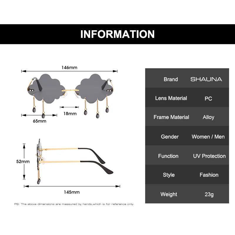 Rimless Cloud-Inspired Sunglasses with Chic Chain Tassel - UV400 Protection - Lucid Fantasy 