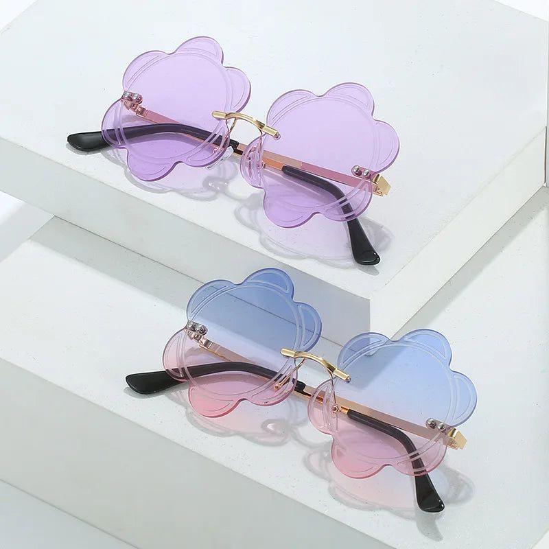 Rimless Floral Gradient Sunglasses with UV400 Protection - Trendy Fashion Frames - Lucid Fantasy 