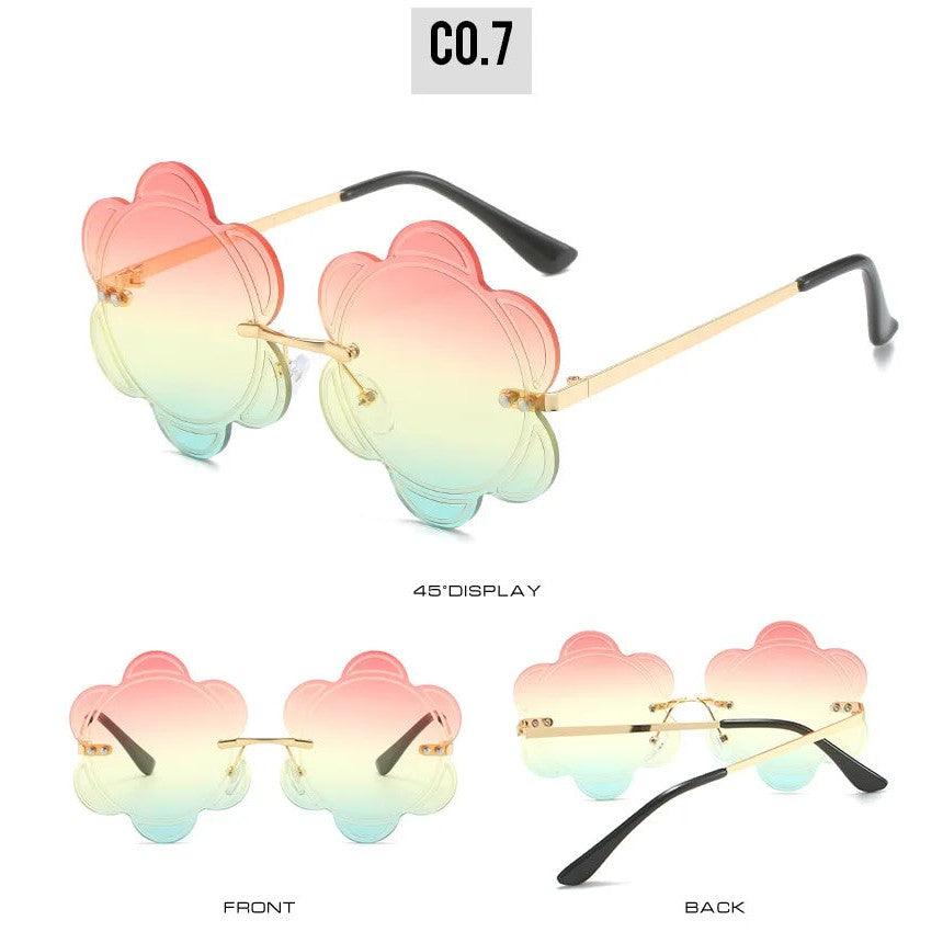 Rimless Floral Gradient Sunglasses with UV400 Protection - Trendy Fashion Frames - Lucid Fantasy 