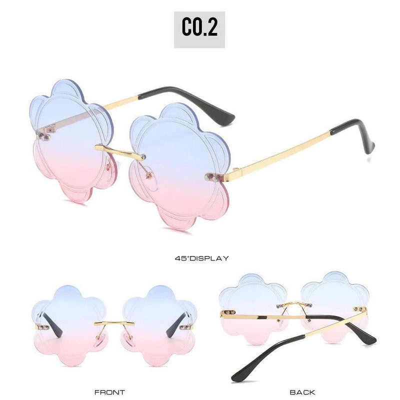 Rimless Floral Gradient Sunglasses with UV400 Protection - Trendy Fashion Frames - Lucid Fantasy 