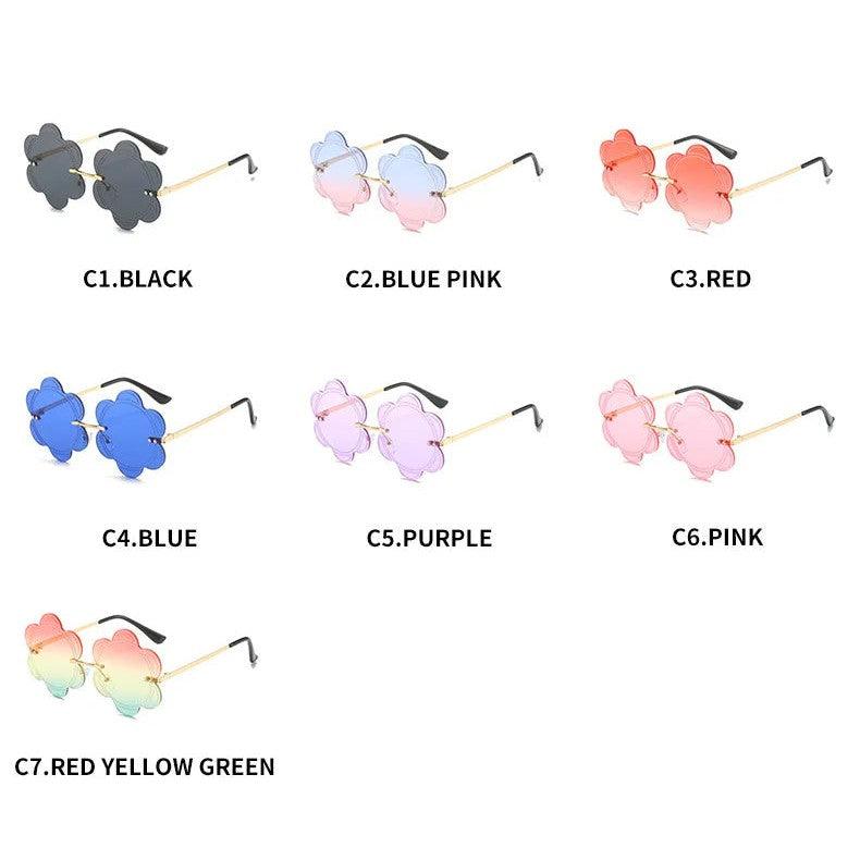 Rimless Floral Gradient Sunglasses with UV400 Protection - Trendy Fashion Frames - Lucid Fantasy 