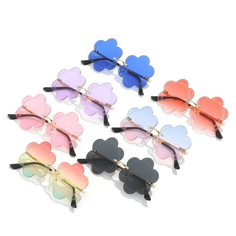 Rimless Floral Gradient Sunglasses with UV400 Protection - Trendy Fashion Frames - Lucid Fantasy 