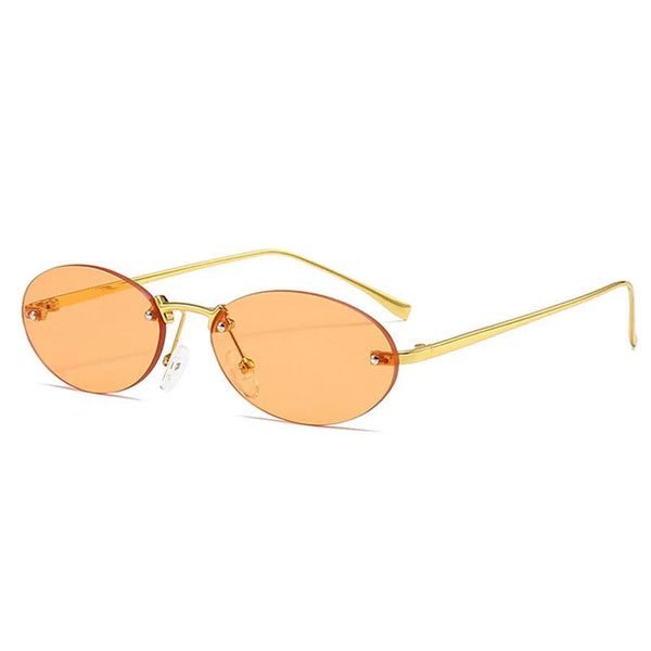 Rimless Oval Candy Color Sunglasses Retro Punk Design UV400 Fashion Shades-Lucid Fantasy