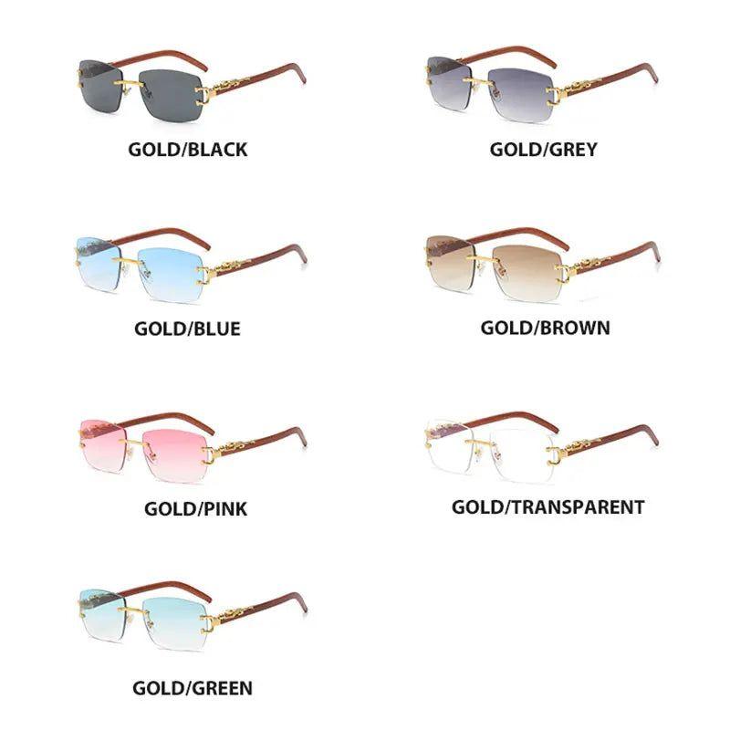 Rimless Retro Square Lens Sunglasses - Stylish Sun Shades Fashion Frames - Lucid Fantasy 