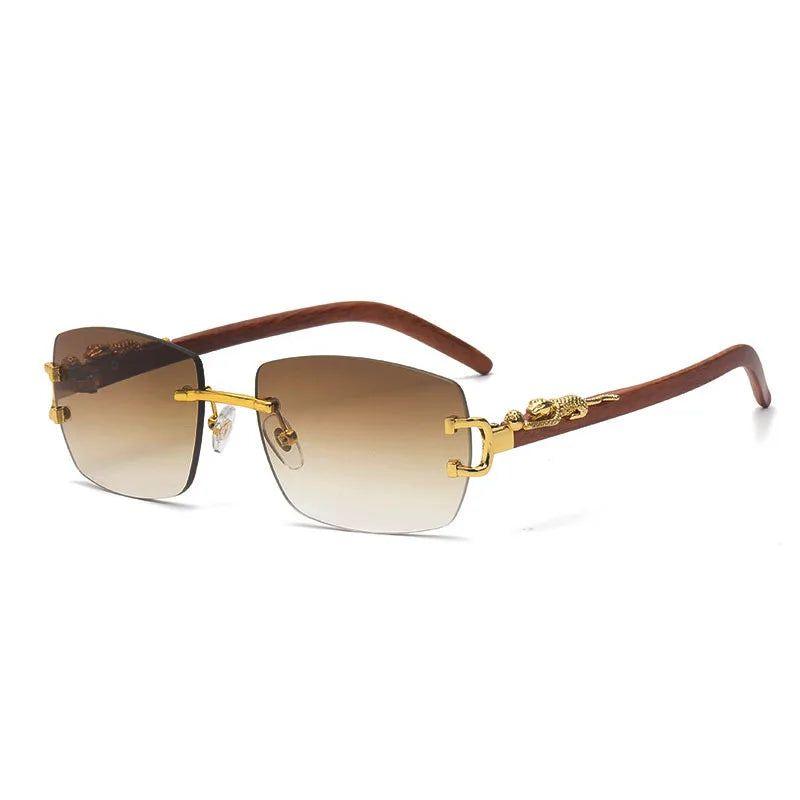 Rimless Retro Square Lens Sunglasses - Stylish Sun Shades Fashion Frames - Lucid Fantasy 