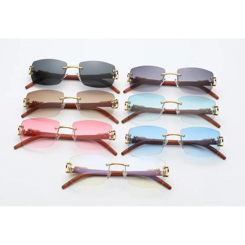 Rimless Retro Square Lens Sunglasses - Stylish Sun Shades Fashion Frames - Lucid Fantasy 