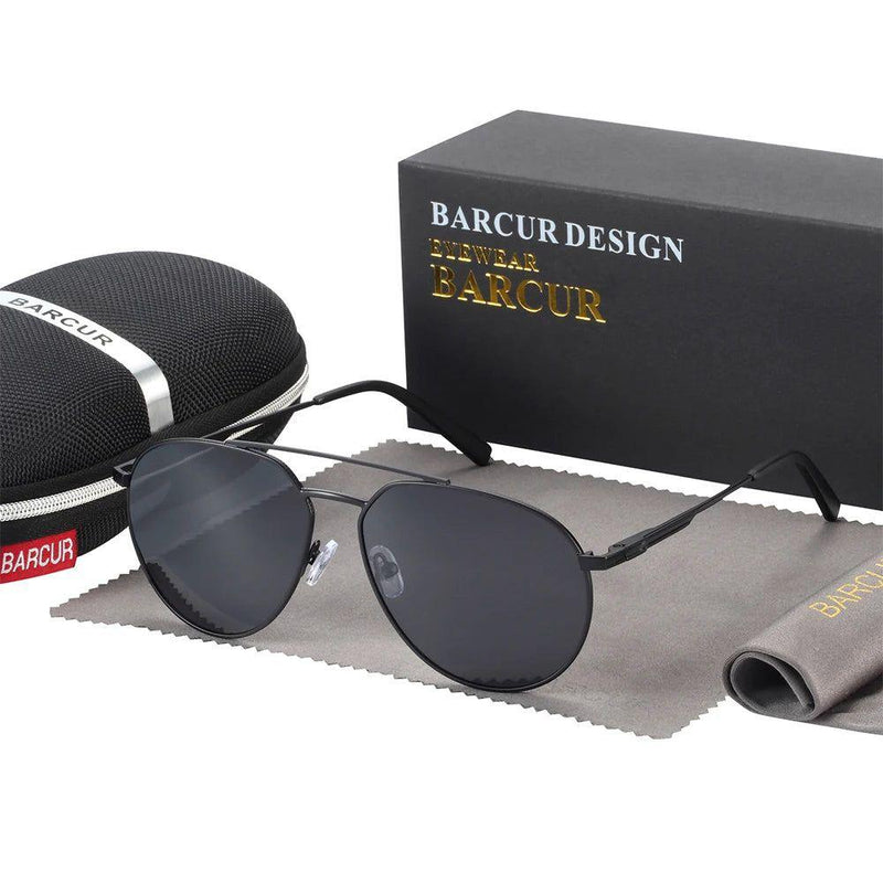 Sophisticated Aviator Polarized Sunglasses for Men with UV400 Protection by Barcur - Lucid Fantasy 