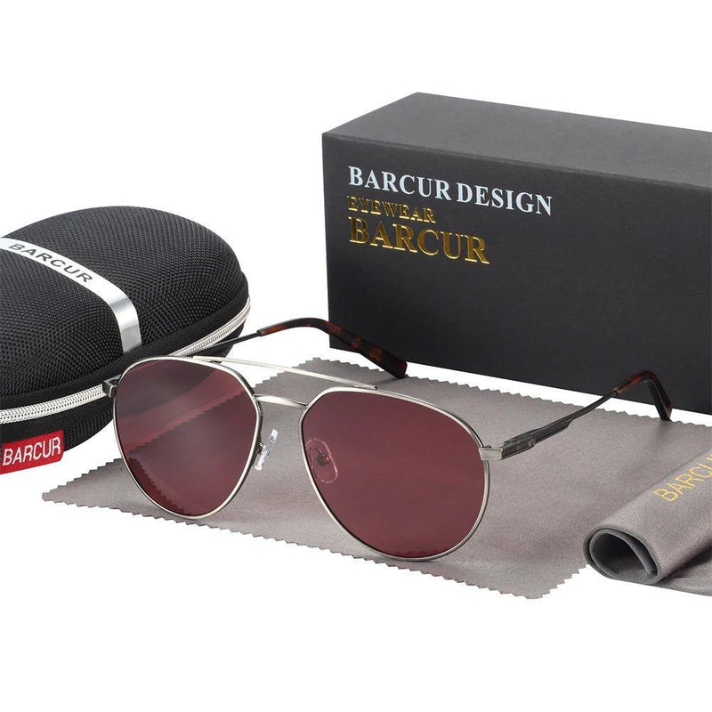 Sophisticated Aviator Polarized Sunglasses for Men with UV400 Protection by Barcur - Lucid Fantasy 