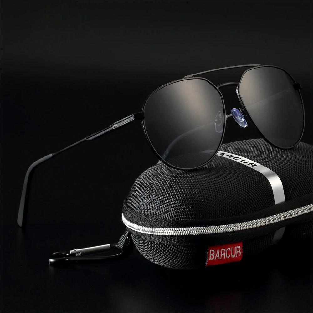 Sophisticated Aviator Polarized Sunglasses for Men with UV400 Protection by Barcur - Lucid Fantasy 