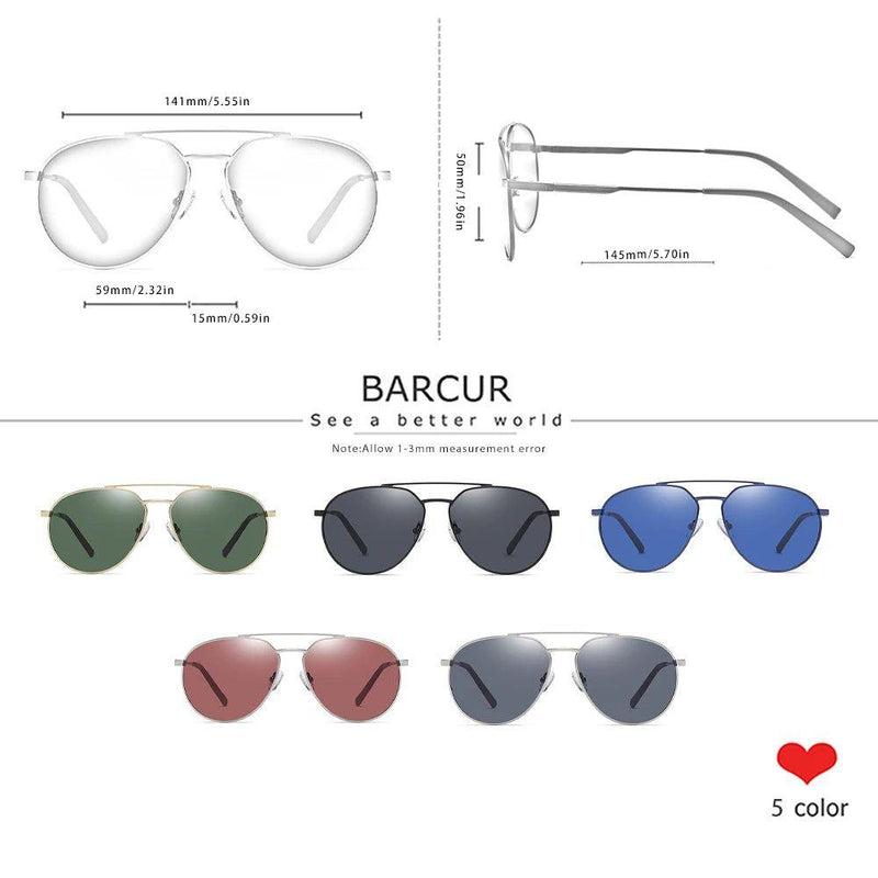 Sophisticated Aviator Polarized Sunglasses for Men with UV400 Protection by Barcur - Lucid Fantasy 