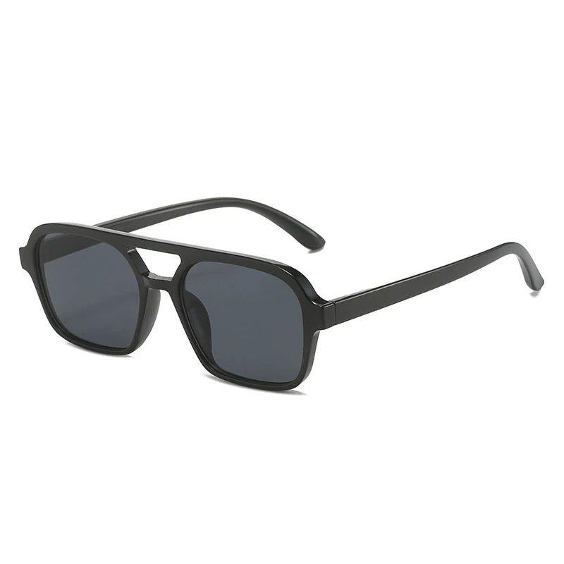 Sophisticated Double Bridge Square Sunglasses with UV400 Protection - Chic Fashion Eyewear - Lucid Fantasy 