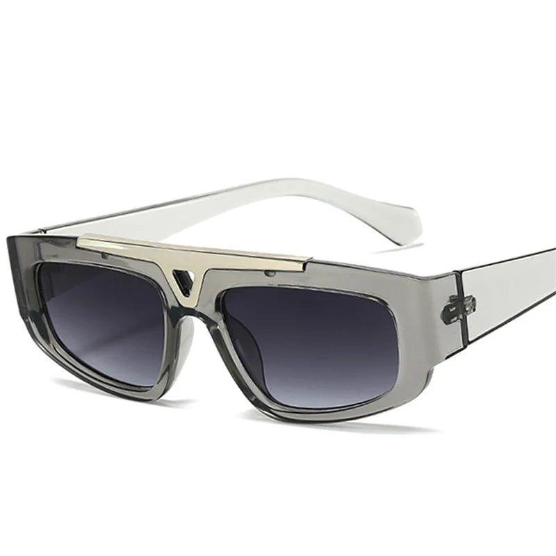 Sophisticated Hollow Frame Flat Top Sunglasses with UV400 Protection - Trendy Fashion Shades - Lucid Fantasy 