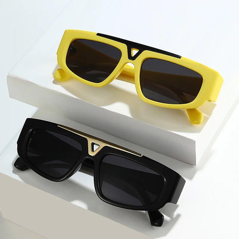 Sophisticated Hollow Frame Flat Top Sunglasses with UV400 Protection - Trendy Fashion Shades - Lucid Fantasy 