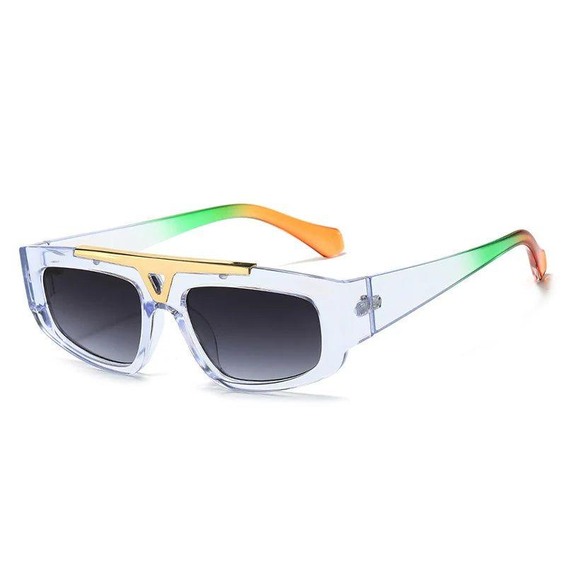 Sophisticated Hollow Frame Flat Top Sunglasses with UV400 Protection - Trendy Fashion Shades - Lucid Fantasy 