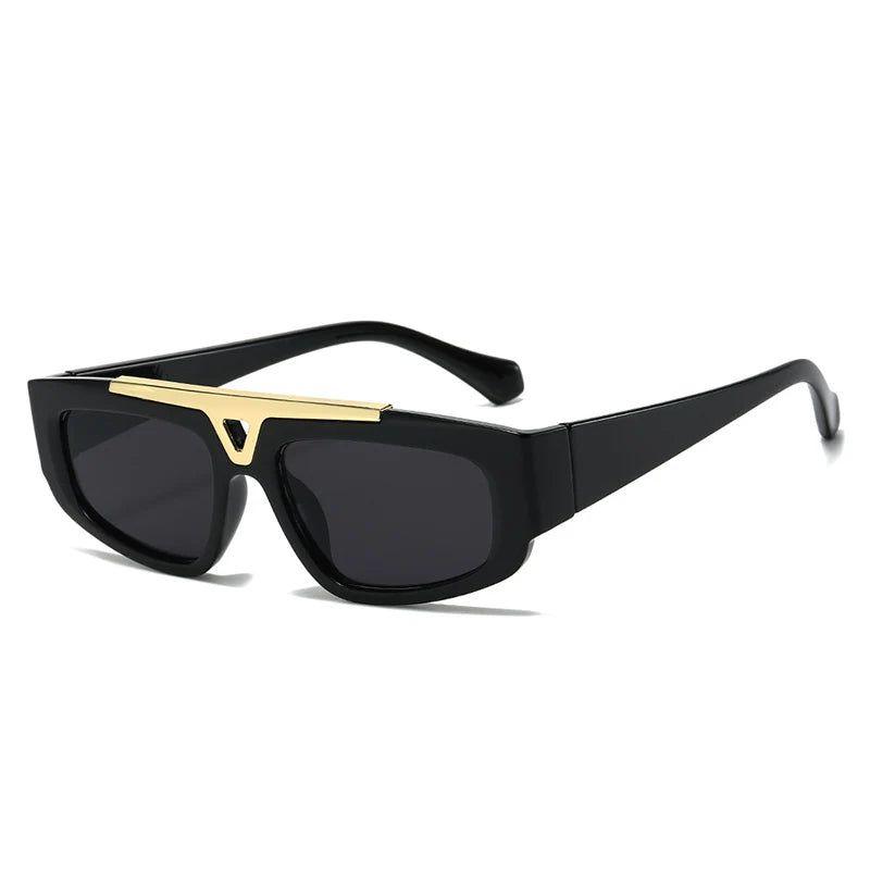 Sophisticated Hollow Frame Flat Top Sunglasses with UV400 Protection - Trendy Fashion Shades - Lucid Fantasy 