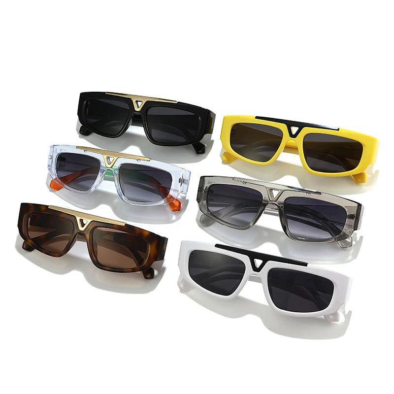 Sophisticated Hollow Frame Flat Top Sunglasses with UV400 Protection - Trendy Fashion Shades - Lucid Fantasy 