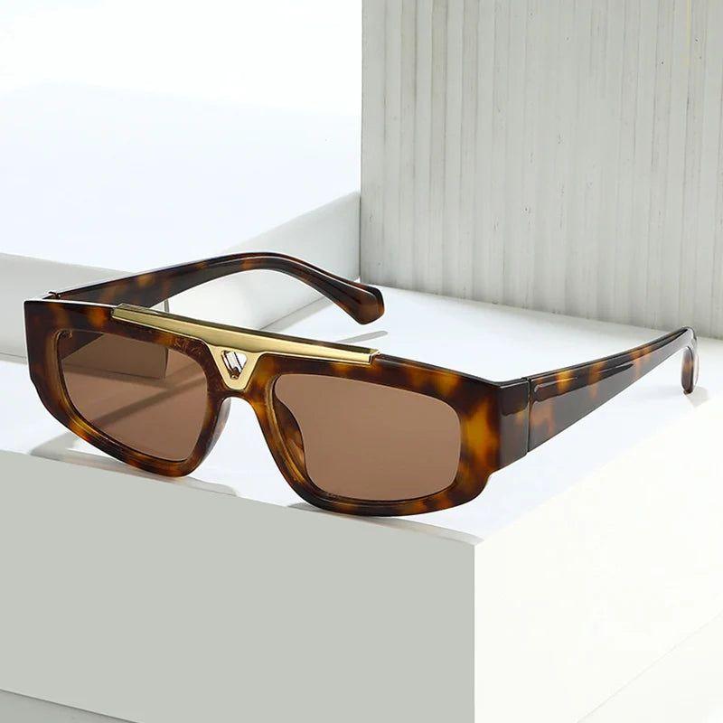 Sophisticated Hollow Frame Flat Top Sunglasses with UV400 Protection - Trendy Fashion Shades - Lucid Fantasy 