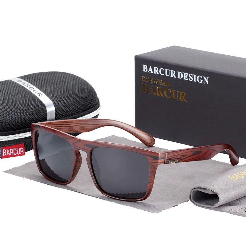 Sophisticated Inspired Polarized Men's Sunglasses with Faux Wood Frames and UV400 Protection - Lucid Fantasy 