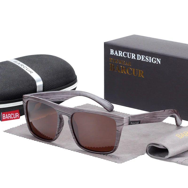 Sophisticated Inspired Polarized Men's Sunglasses with Faux Wood Frames and UV400 Protection - Lucid Fantasy 