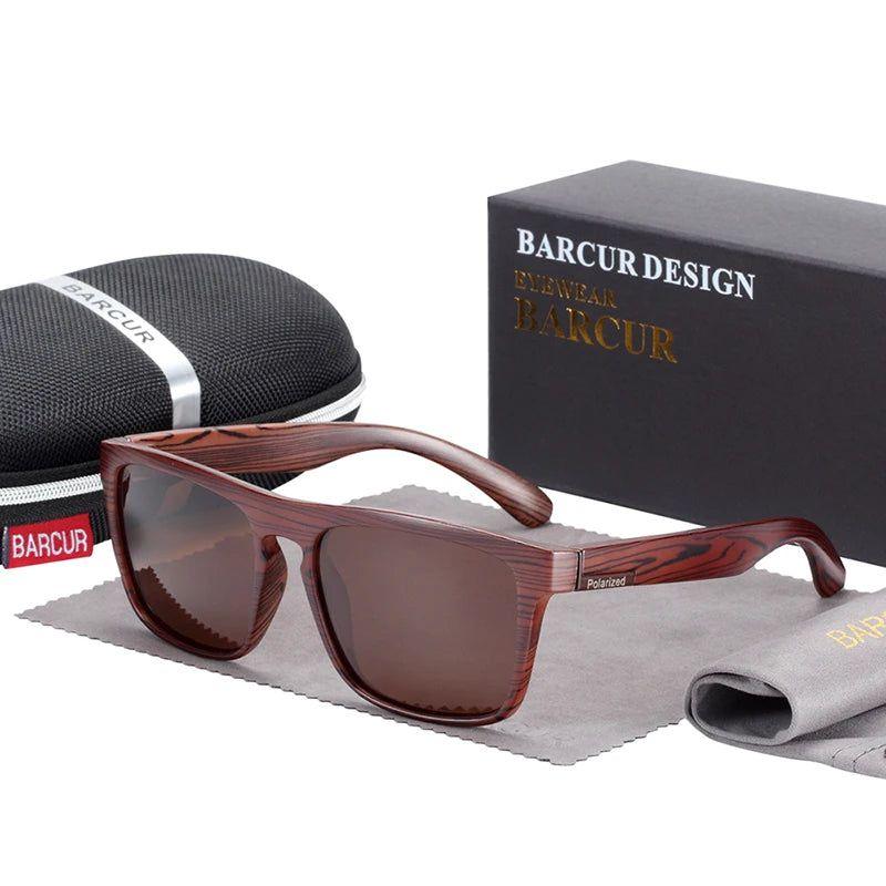 Sophisticated Inspired Polarized Men's Sunglasses with Faux Wood Frames and UV400 Protection - Lucid Fantasy 