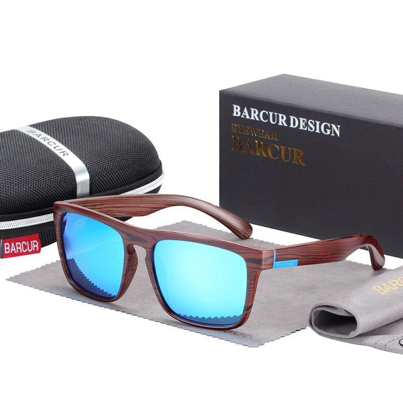 Sophisticated Inspired Polarized Men's Sunglasses with Faux Wood Frames and UV400 Protection - Lucid Fantasy 