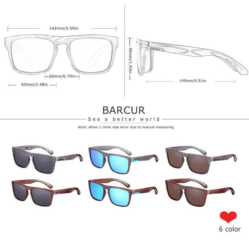 Sophisticated Inspired Polarized Men's Sunglasses with Faux Wood Frames and UV400 Protection - Lucid Fantasy 