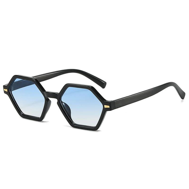 Sophisticated Polygonal Gradient Sunglasses with UV400 Protection and Rivet Accents - Lucid Fantasy 