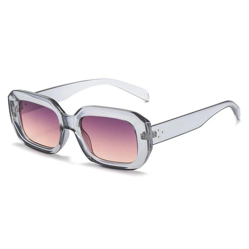 Sophisticated Riveted Polygonal Sunglasses with Gradient Lenses and UV400 Protection - Lucid Fantasy 