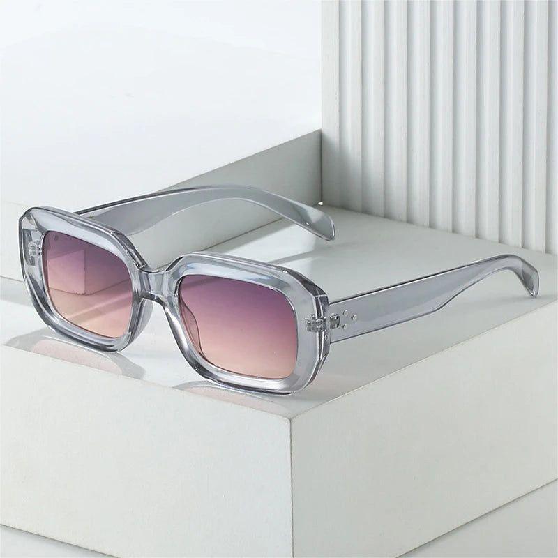 Sophisticated Riveted Polygonal Sunglasses with Gradient Lenses and UV400 Protection - Lucid Fantasy 