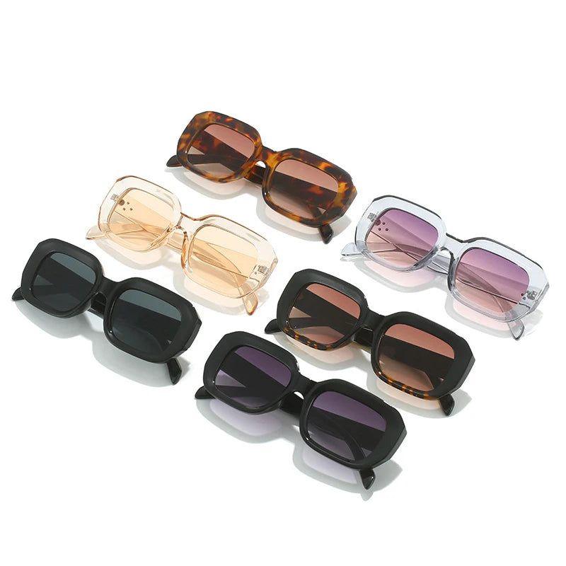 Sophisticated Riveted Polygonal Sunglasses with Gradient Lenses and UV400 Protection - Lucid Fantasy 