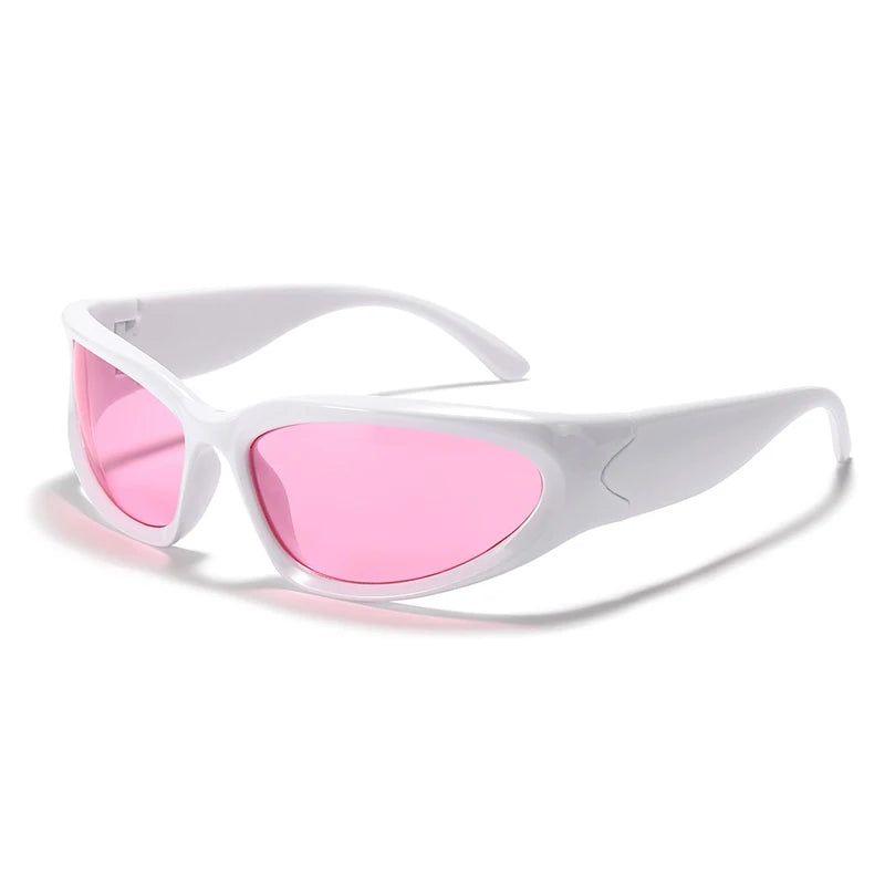 Sporty UV400 Oval Lens Sunglasses with Chic Goggle Style - Lucid Fantasy 