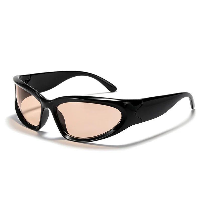 Sporty UV400 Oval Lens Sunglasses with Chic Goggle Style - Lucid Fantasy 