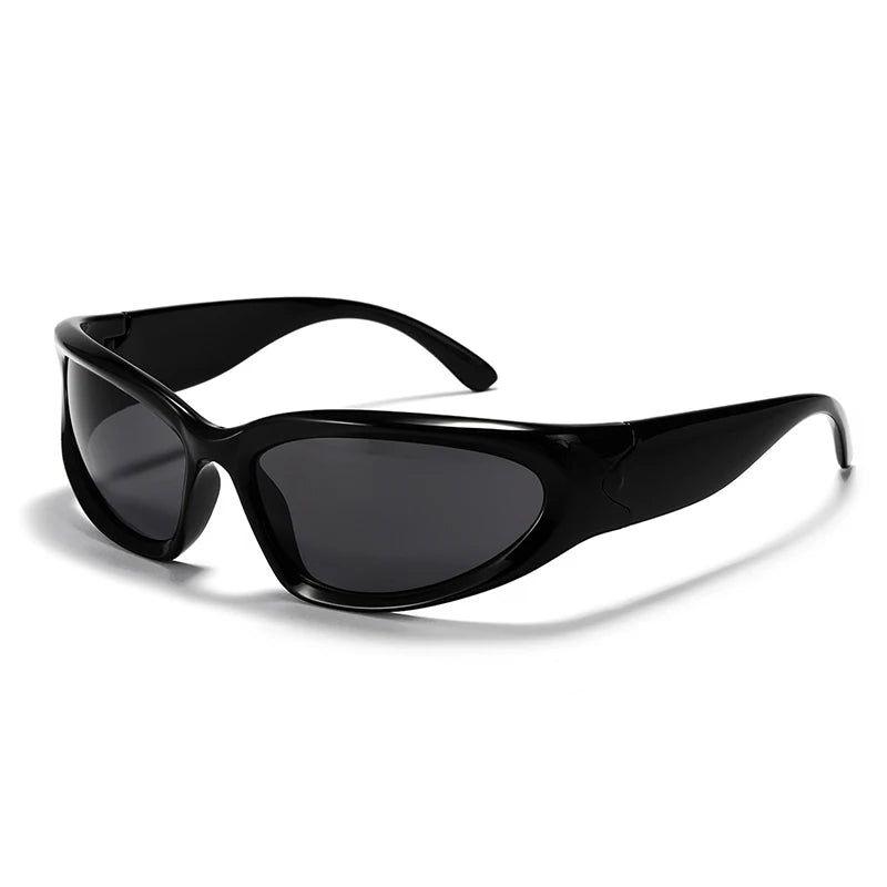 Sporty UV400 Oval Lens Sunglasses with Chic Goggle Style - Lucid Fantasy 