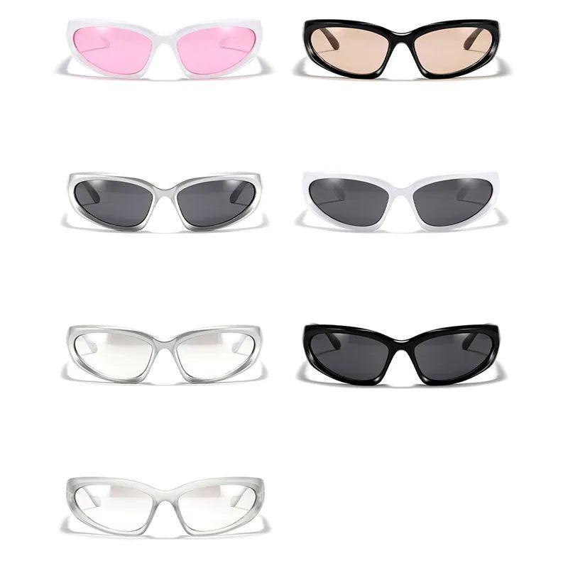 Sporty UV400 Oval Lens Sunglasses with Chic Goggle Style - Lucid Fantasy 